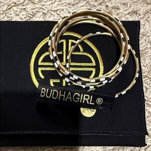 Chic Gold and Black Bangle Bracelet Set